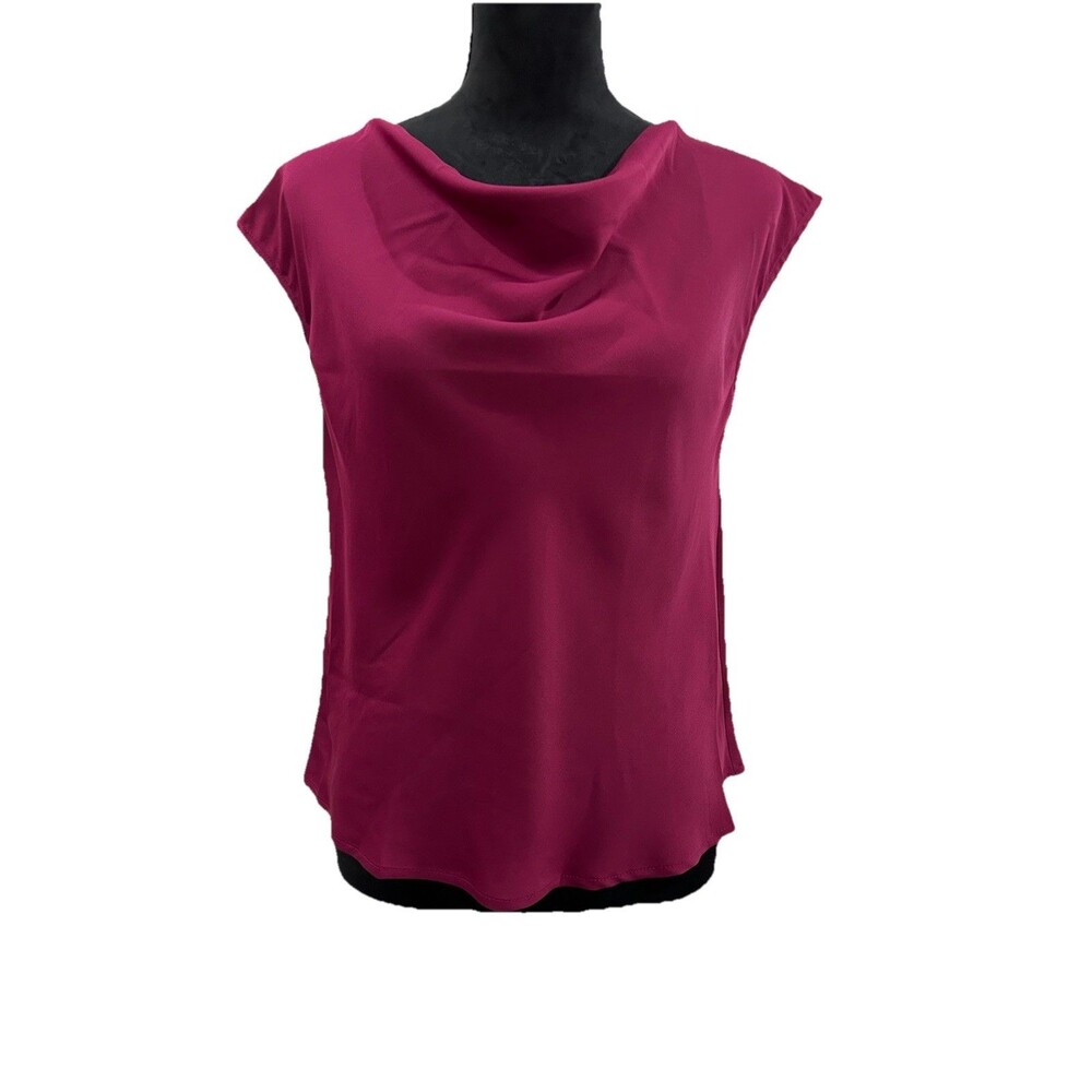 Banana Republic Petite S Blouse NWT Fuchsia Cowl Neck Sleeveless Pullover